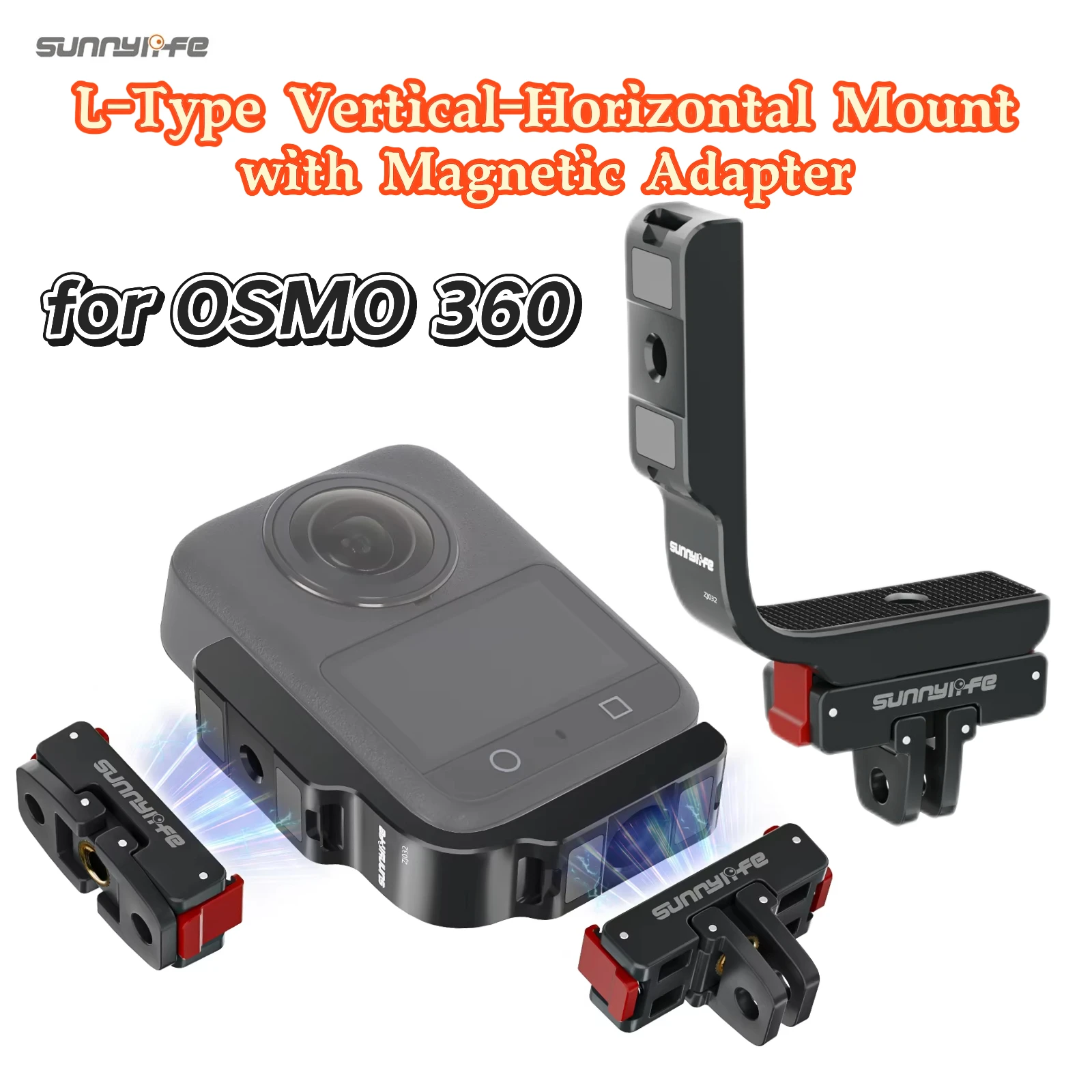 

Sunnylife L-Type Bracket For Osmo 360 Horizontal-Vertical Shooting Aluminum Alloy Stand with Magnetic Adapter For DJI Osmo 360
