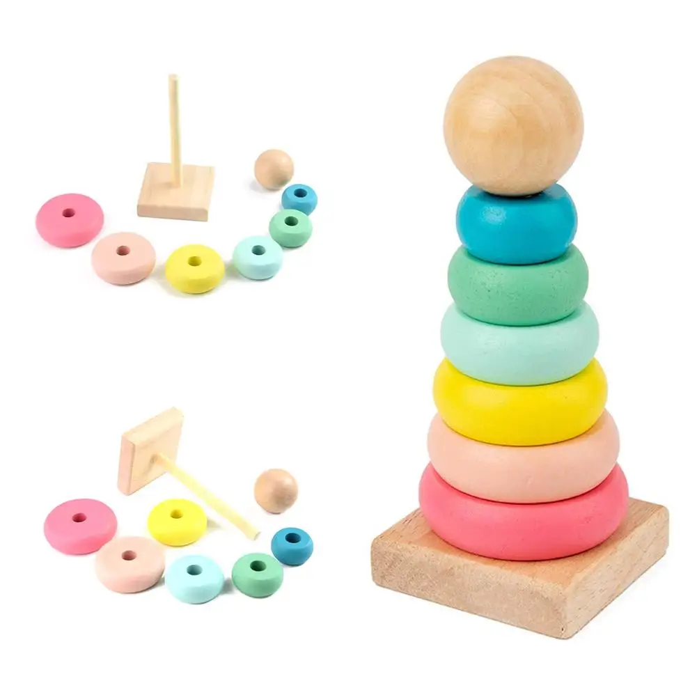 Kids Rainbow Stacking Ring Tower Stacking Folding Cup Stapelring Blocks Wood Plastic Toddler Toy Baby Infant Toys ﻿
