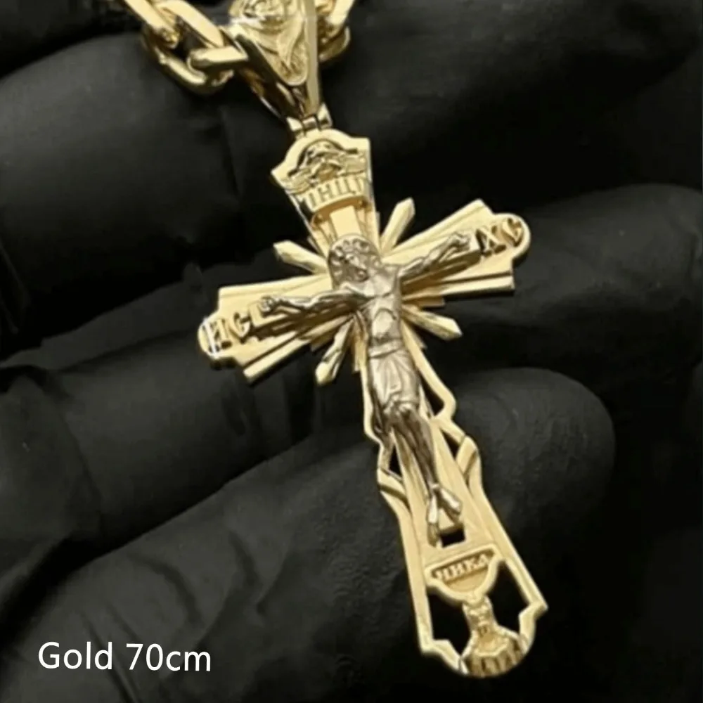 

Creative Gift Personalized Cross Punk Jewelry Accessories Pendant Vintage Gold Color Chain