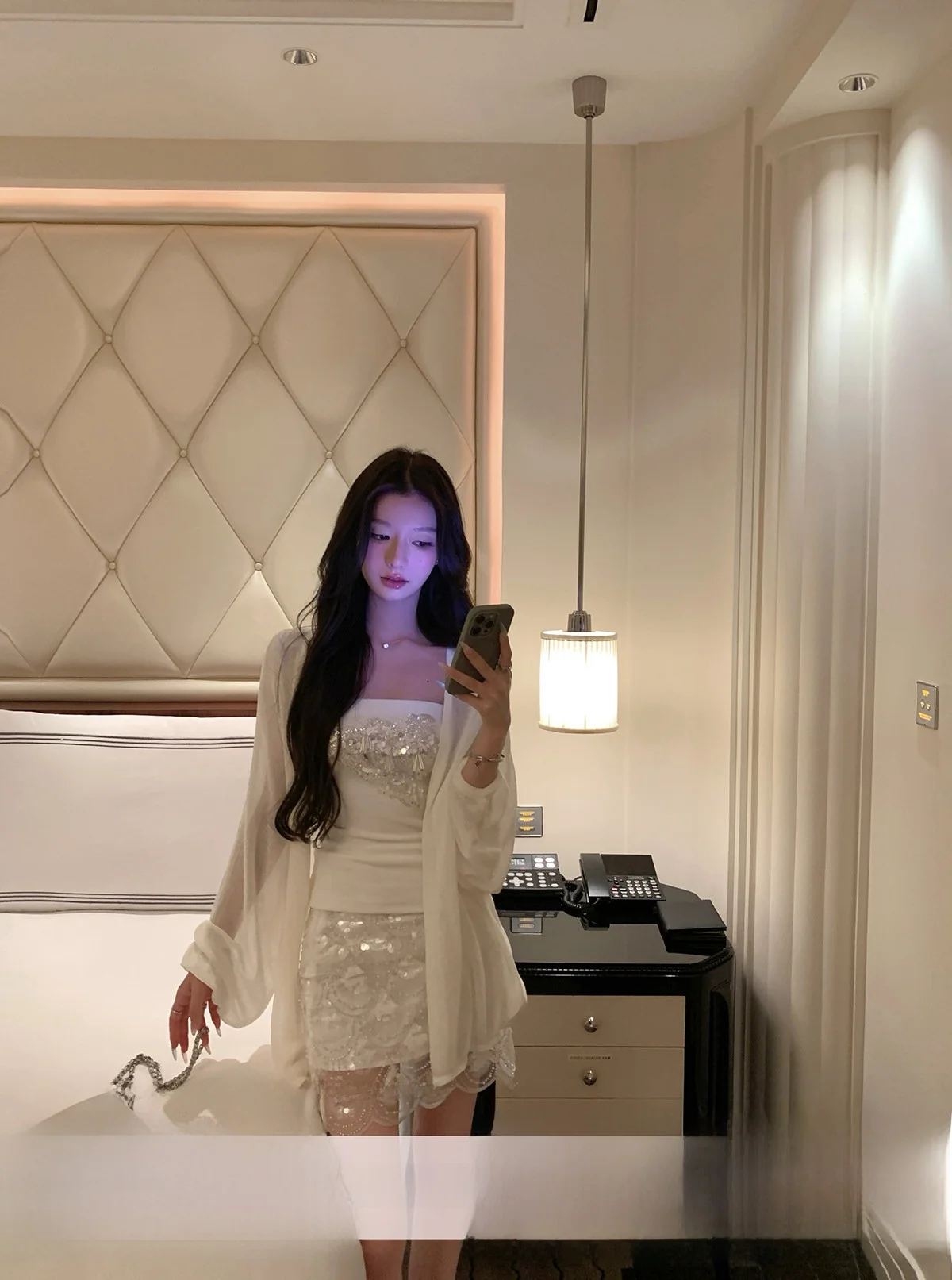 

YOLI Zhang Yuli Galaxy Heavy Industry Sequin Strapl Women's Summer Top Handmade Bead Embellied Strap Design Sense