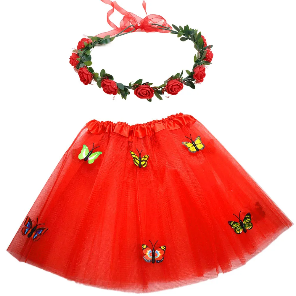 Falda de princesa para niña, tutú de tul, corona de flores, diadema, fiesta de boda, baile, regalo de cumpleaños, disfraz, Cosplay, Halloween y Navidad