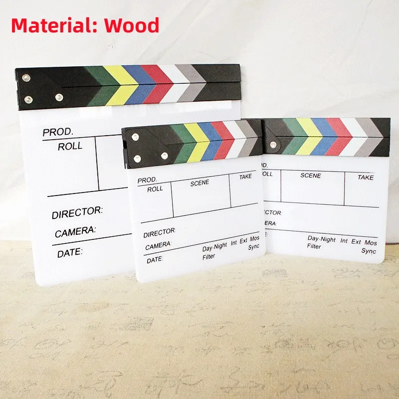 RF05 Director Video Scene Clapperboard Clapper Board Dry Erase Director TV Movie Clip Film Action Slate Clap Handmade Cut Prop