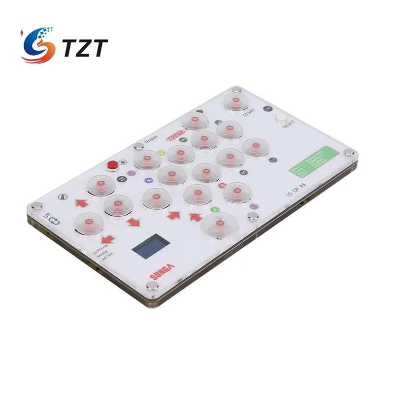 TZT SUNGA-جهاز تحكم صغير للأركيد مع شاشة ، عصا قتال ، ألعاب ، كمبيوتر شخصي ، PS4 ، 17-زر