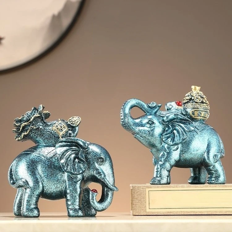 

Feng Shui Elephant Decoration Lucky Attract Wealth Elephant Ornaments Living Room TV Wine Cabinet Decor Creative Cute Gift