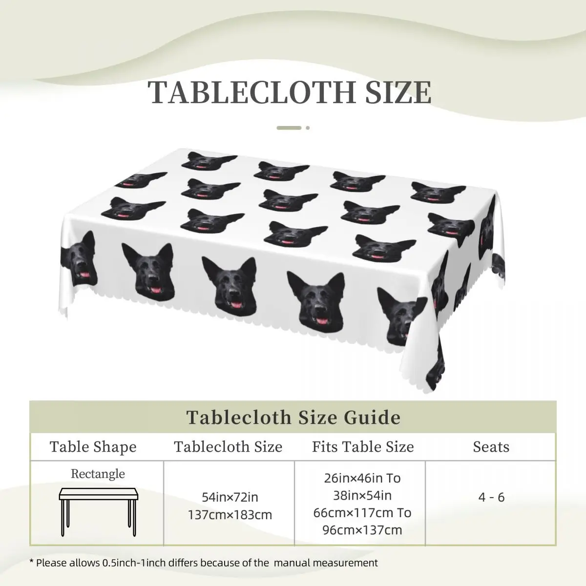 Black German Shepherd Dog - Stunning Rectangular Tablecloth Oilproof Table Cover for Festival Party Decorations Table Cloth
