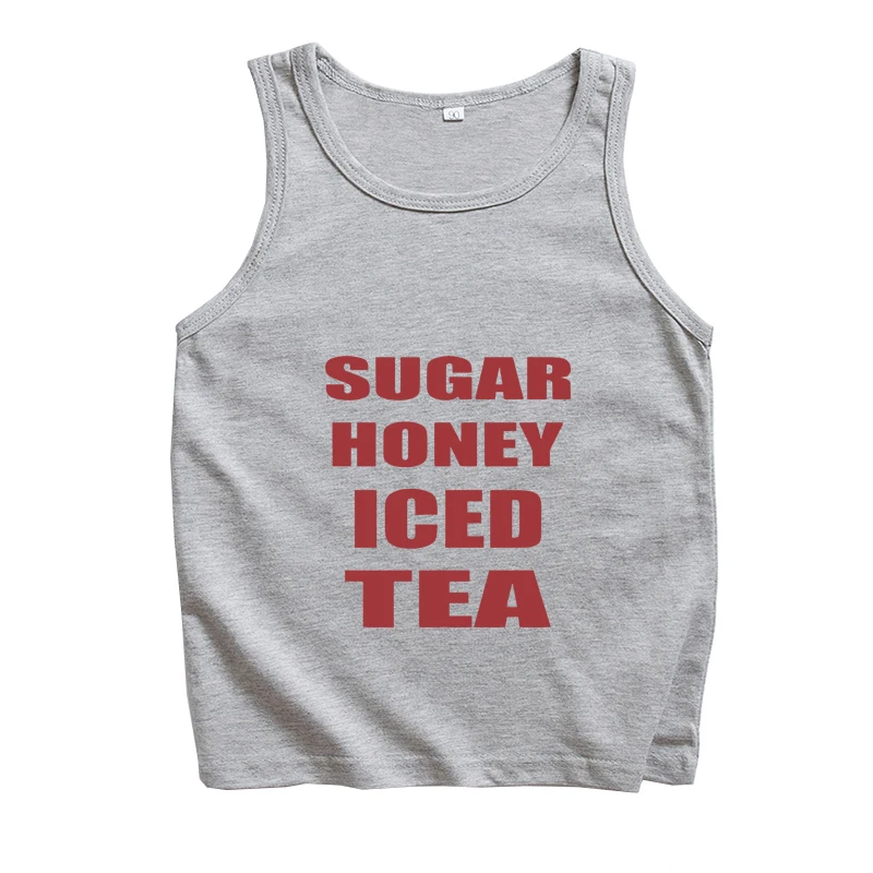 قمصان علوية لعسل السكر اللاتيو ، سترة شاي مثلجة ، هدية لمحبي الموسيقى ، تي شيرت مطبوع صيفي ، بدون أكمام ، كاجوال ، صيفي ، ، ، من من
