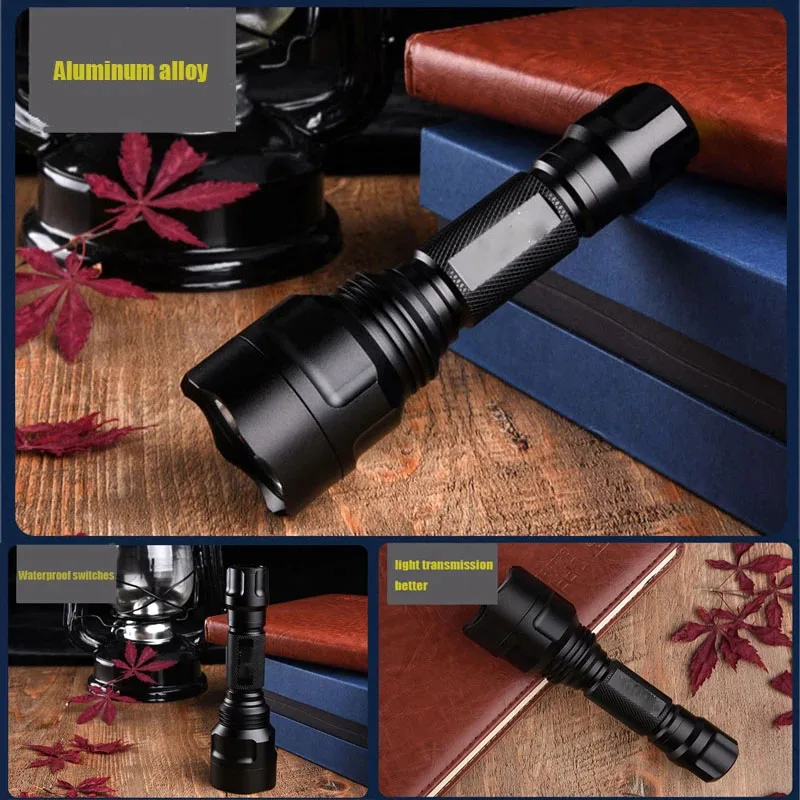 350LM 600-800 ياردة المدى C8 الأخضر LED الصيد مصباح يدوي التكتيكية 1-وضع الشعلة USB فانوس قابل لإعادة الشحن الطاقة بواسطة بطارية 18650