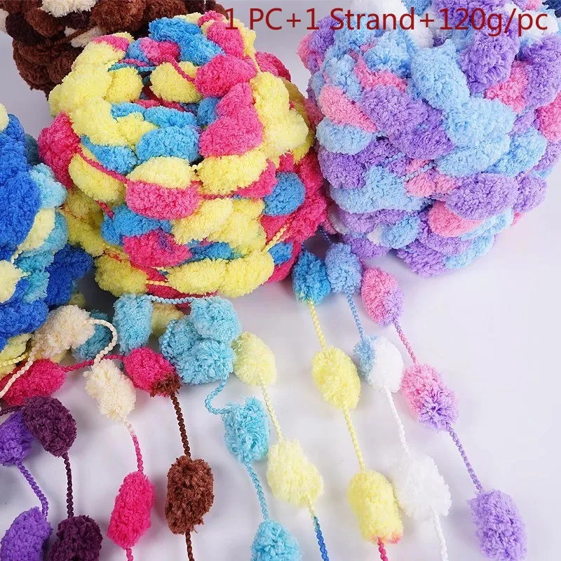 

120 г пряжа с помпоном, вязаная пряжа для вязания крючком, сделай сам, одеяло, подушка, шарф, шляпа, коврик, нитки, рукоделие, окрашенная Lanas, массивная пряжа