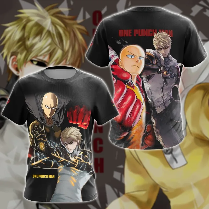 2026 New One-Punch Man Saitama Genos Theme Jersey 3D Printed T-Shirt, Unisex, Sports Casual Short-Sleeve, Anime Merchandise