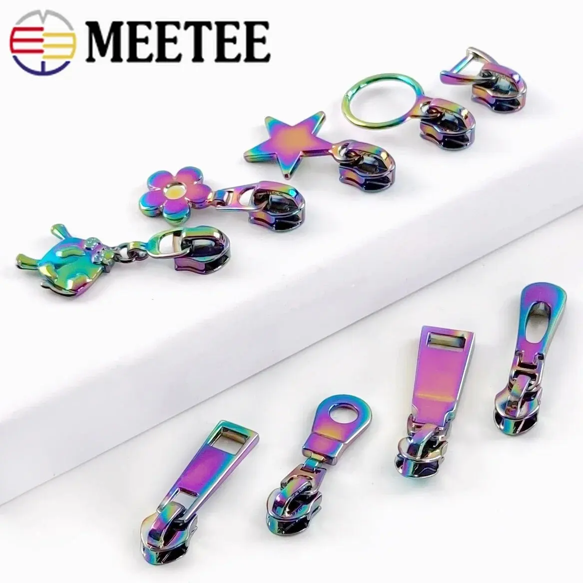 5Pcs Meetee 5# Nylon Zippers Sliders for Zipper Bag Pocket Zip Puller Head Sewing Closure Clothes Repalcement Zips Repair Kit