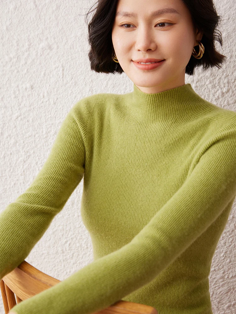 2026 New Autumn Winter Women's Cashmere Mock-neck Pullovers 100% Cashmere Knitwear Sweater Warm Soft Slimming Clothing Top - view 3