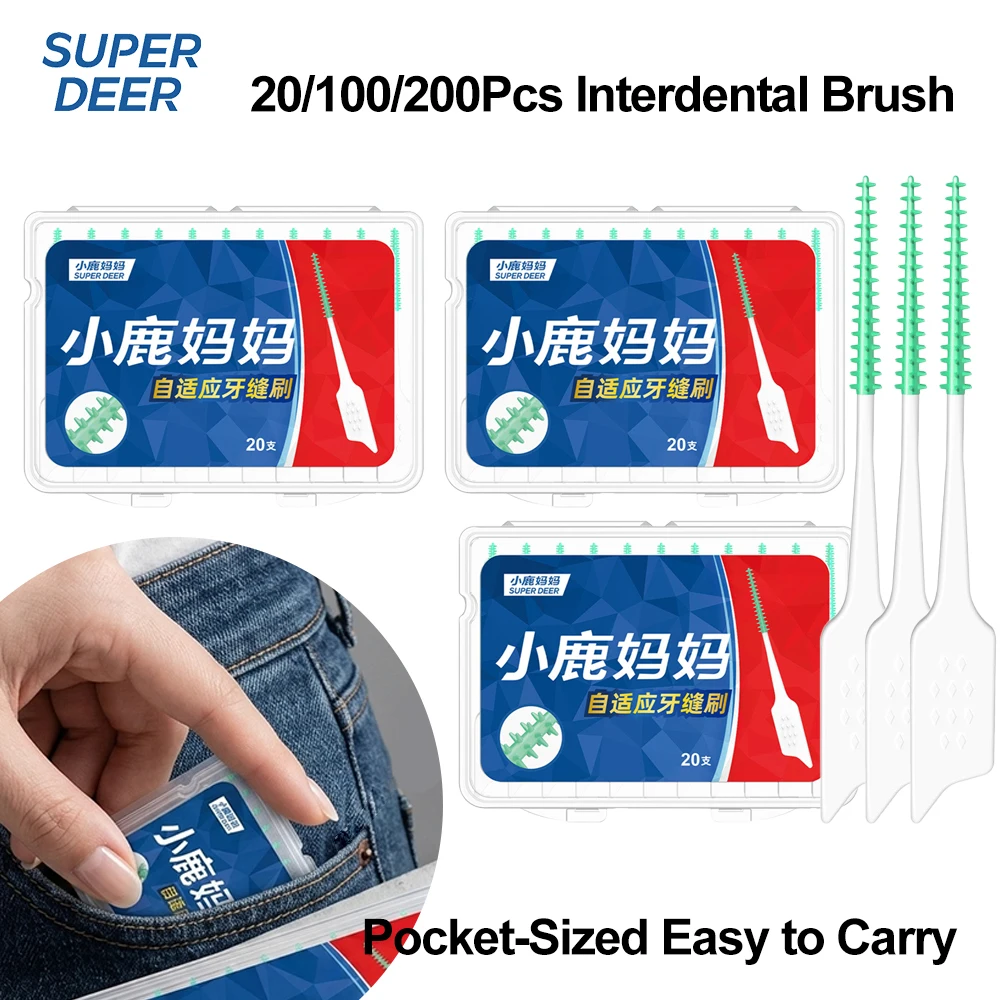 20/100/200Pcs Silicone Interdental Brushes Dental Toothpicks Dental Brush Between Teeth Portable Oral Cleaning Tools Oral Care