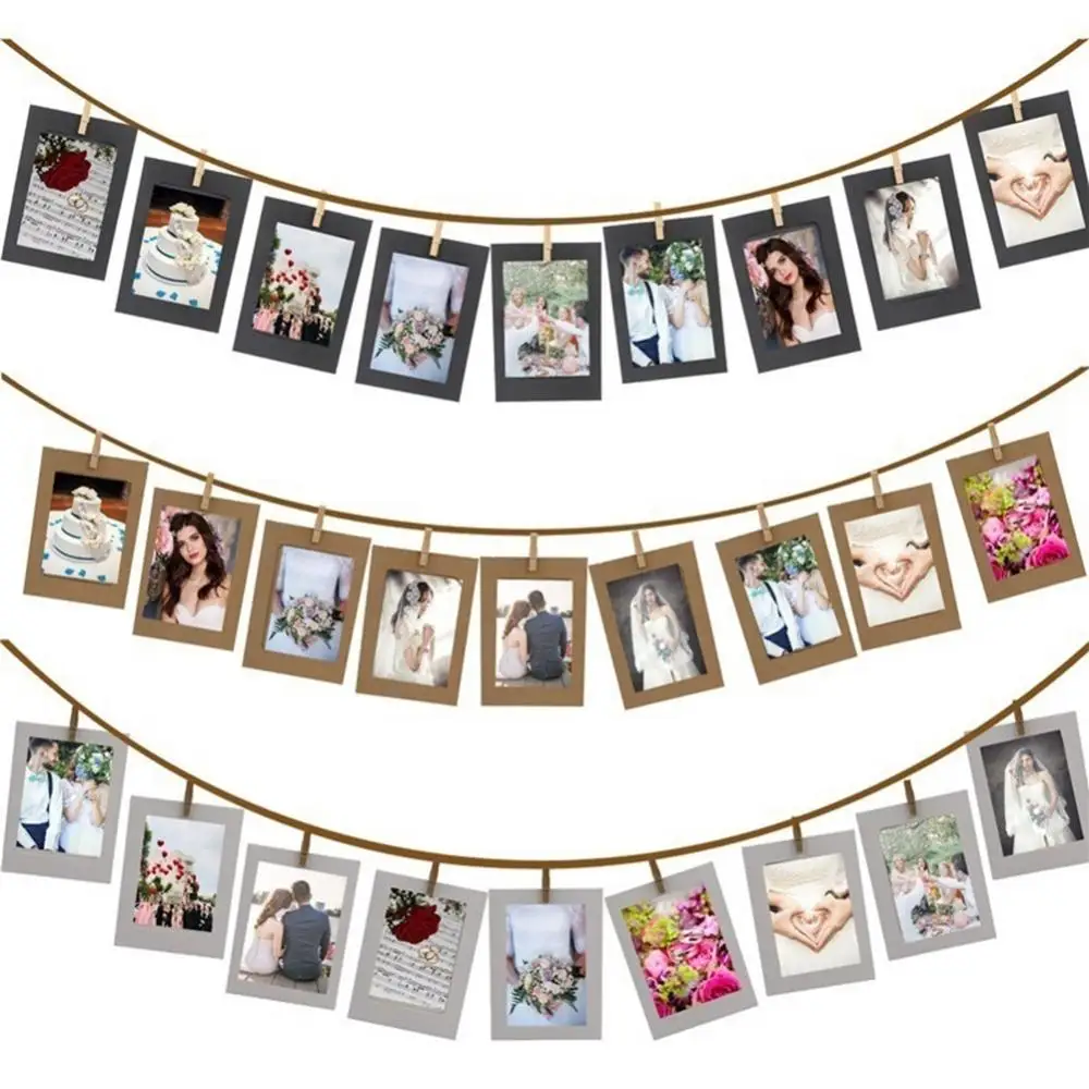 220cm 6 Inch Paper Photo Frame With Clips Picture Holder Baby Shower Birthday Party Decor Combination Paper Frame Home Album