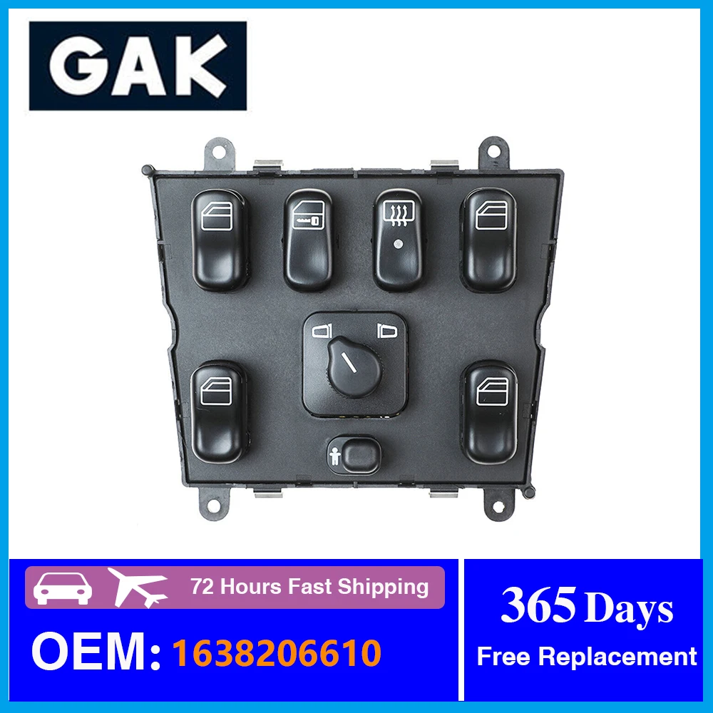 GAK 1638206610 A1638206610 Power Window Master Switch For 1998-2005 Mercedes-Benz ML320 W163 ML400 ML430 ML500 A 163 820 6610