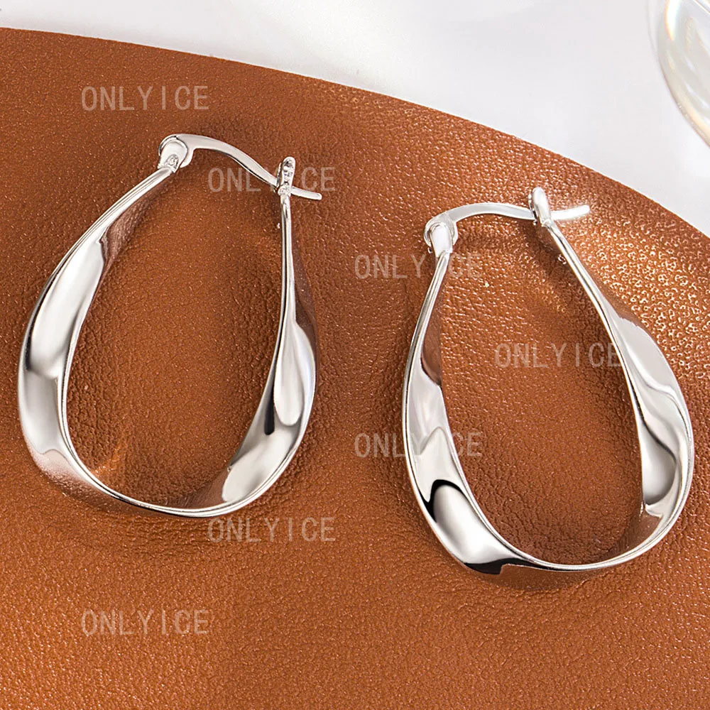 

925 Sterling Silver Mobius Twist Hoop Earrings For Women Fashion Earring Wedding Party Charms Jewelry Accessories