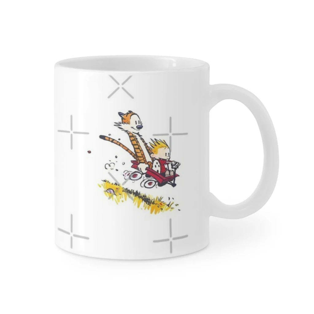 

Calvin and Hobbes Red Wagon Ride For Mugs Coffee Milk Cup Mocha Couple Christmas Mug Kawaii Cups Original Mugs 11oz