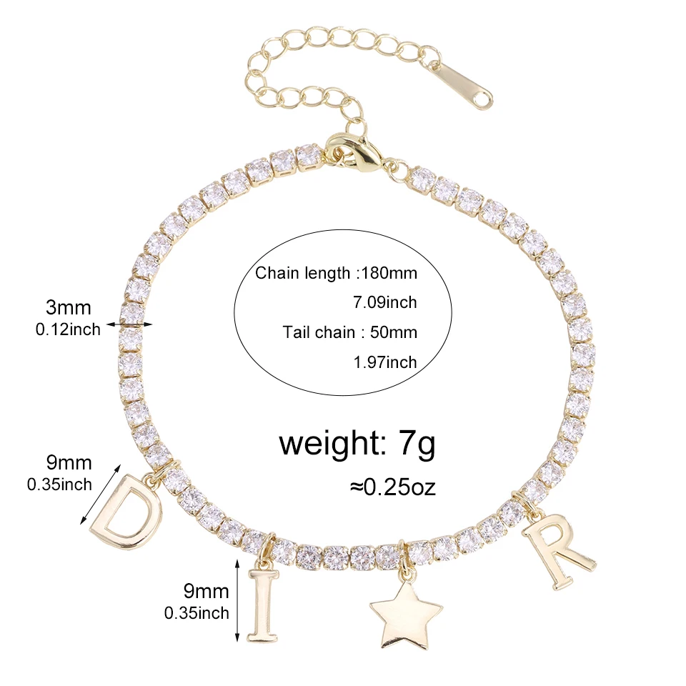 Yupsk كوريا موضة جديدة رسالة دلاية شكل نجمة سوار ساحر لامعة مستديرة الزركون تنس سوار مجوهرات فاخرة اكسسوارات هدية