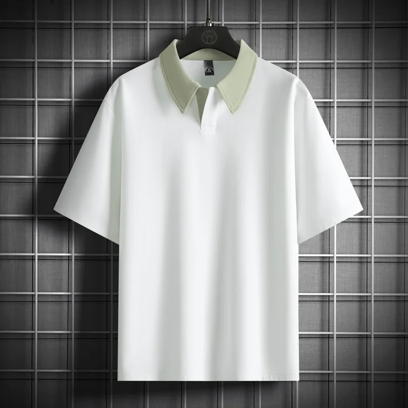 Premium Fabric 7A Antibacterial Top-tier Daily Wear T-shirt Summer Short-sleeved Oversized Men's Stylish Polo Shirt