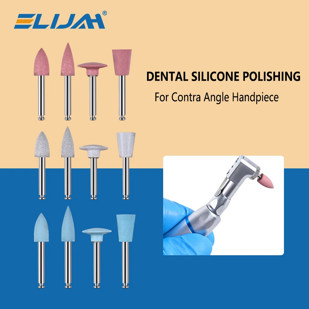 

ELIJAH Стоматологический полировщик 2,35 мм RA для низкоскоростных наконечников с силиконовыми полировальными резиновыми шлифовальными головками, комплект для полировки силикона