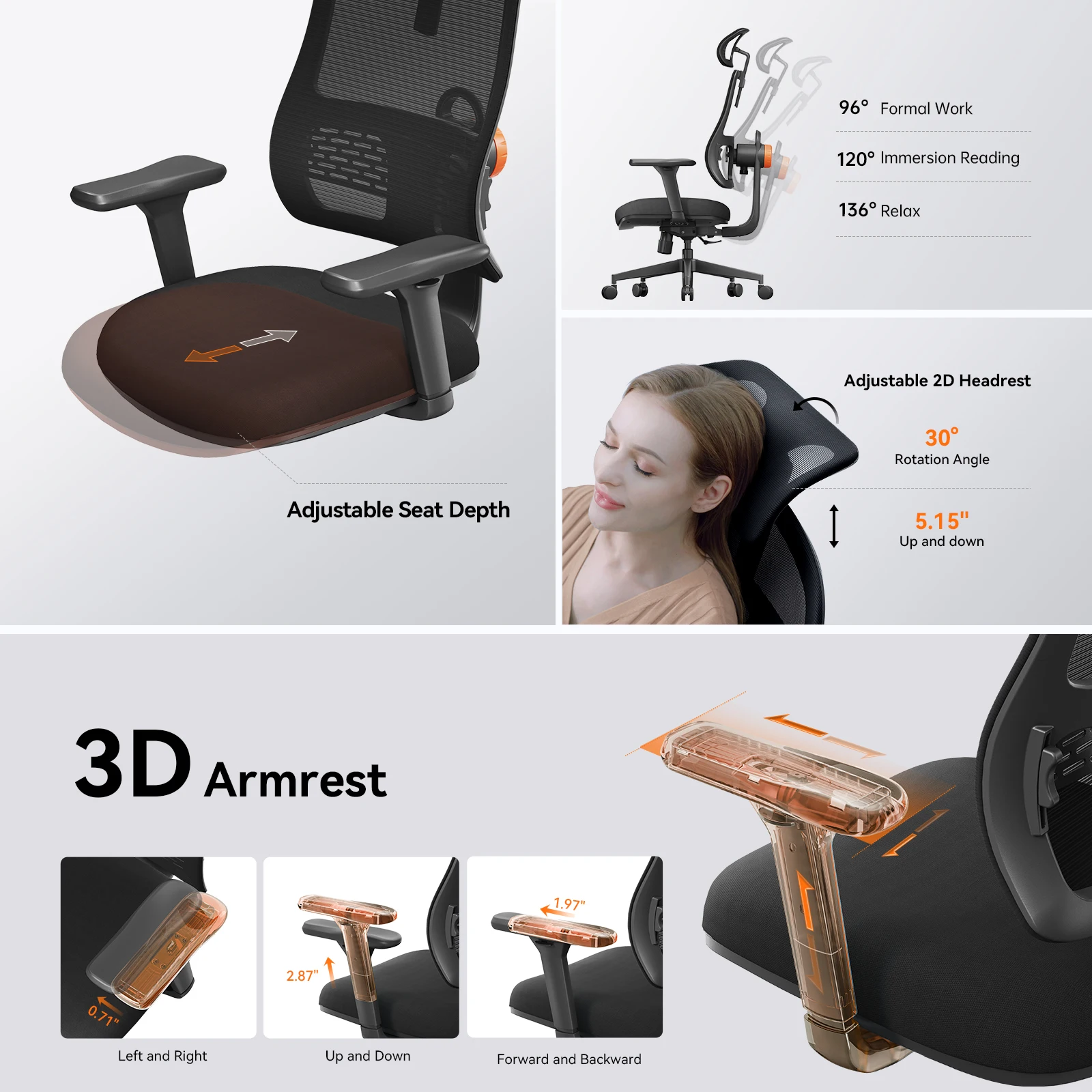 Silla Ergonómica Newtral Magich003 – Lumbar adaptativo y reposacabezas - imagen 4