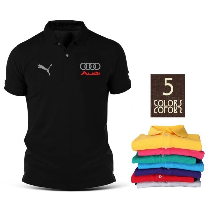 

Aodi Summer Embroidery Audi Panther RS S Line T-Shirt Shirts Racing Motorsport Casual Fashion Polo T Shirt Baju Cotton Unisex