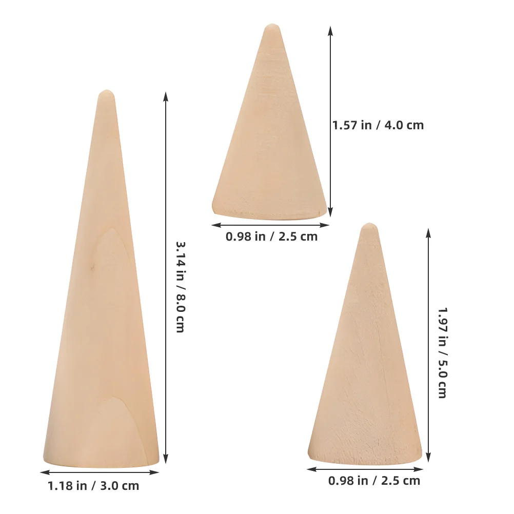

6Pcs Wood Cone Ring Holder Jewelry Display Stand for Rings Retail Store Personal Organizer Ring Display Wooden Cones