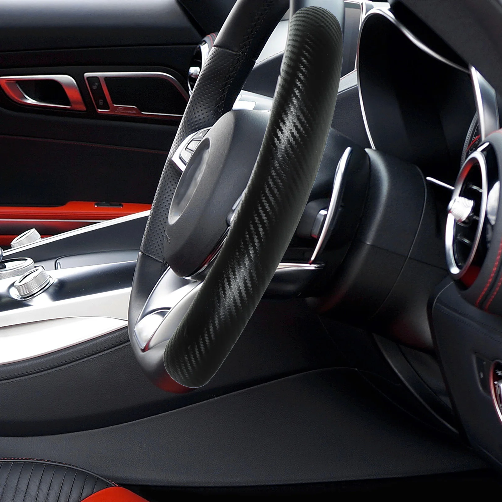 

Steering Wheel Cover Protective Sleeve Durable Easy Install Car Wheel Protector Absorb Sweat Protect Sunburn Scratches Fade Wear