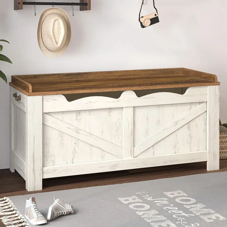 

Сундук для хранения, очень большой, с 2 петлями, деревянный, с откидной крышкой, органайзер-скамья, скамья для обуви для прихожей, для спальни