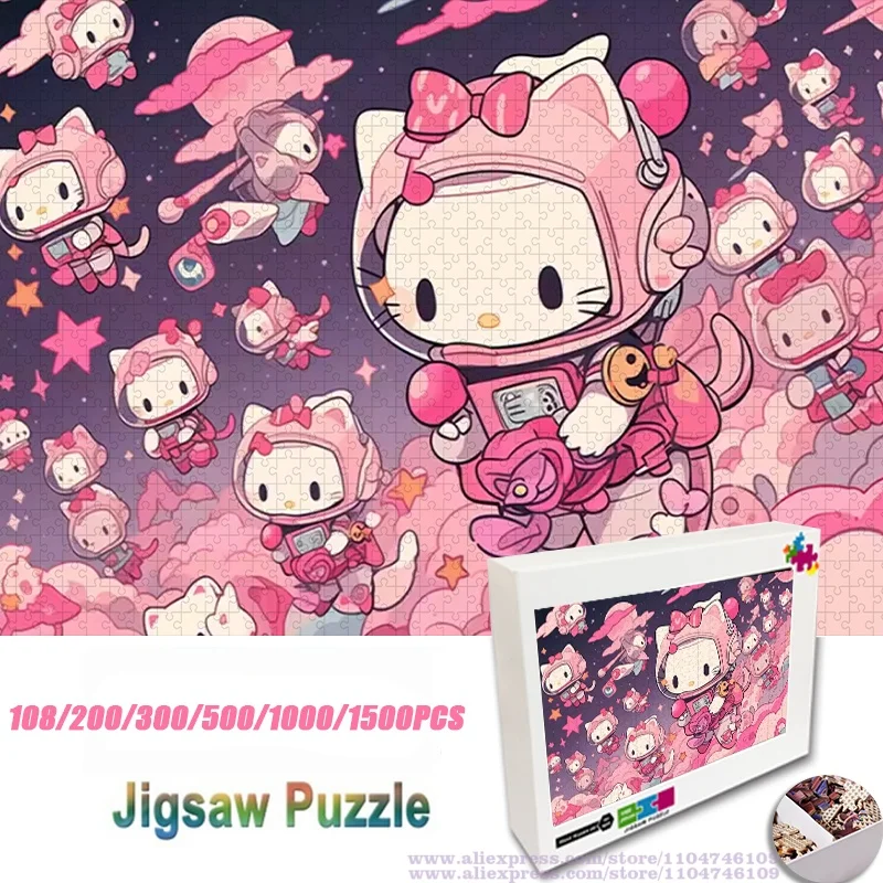 

Sanrio Hello Kitty головоломка с персонажами мультфильмов, головоломка 108/200/300/500/1000/1500 шт., интеллектуальные головоломки, креативный подарок