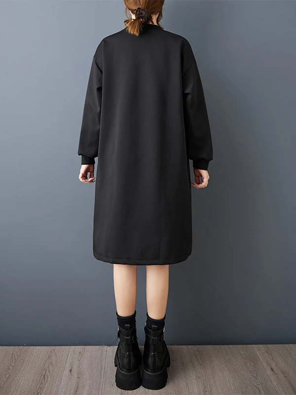 Street Sle coton longue Sve t-shirt Dr décontracté polyvalent mi-long Simple Design femmes Dr automne saison a-ligne jupe
