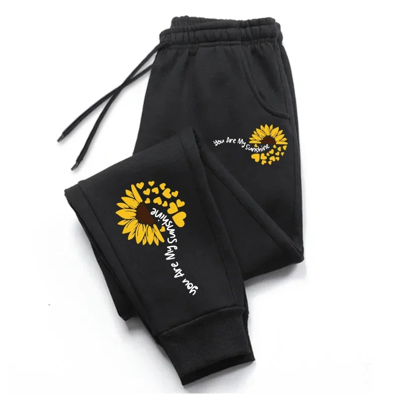 Pantaloni sportivi da donna Pantaloni casual con stampa girasole Pantaloni sportivi da jogging All'aperto Abbigliamento sportivo di moda Pantaloni di vendita calda per giovani Vitalità