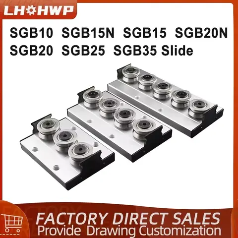1PC Built-In Dual-Axis Core Roller Slider SGB10 / SGB15N / SGB15 / SGB20N / SGB20 / SGB25 / SGB35 With 3/4/5 Wheel Locking CNC