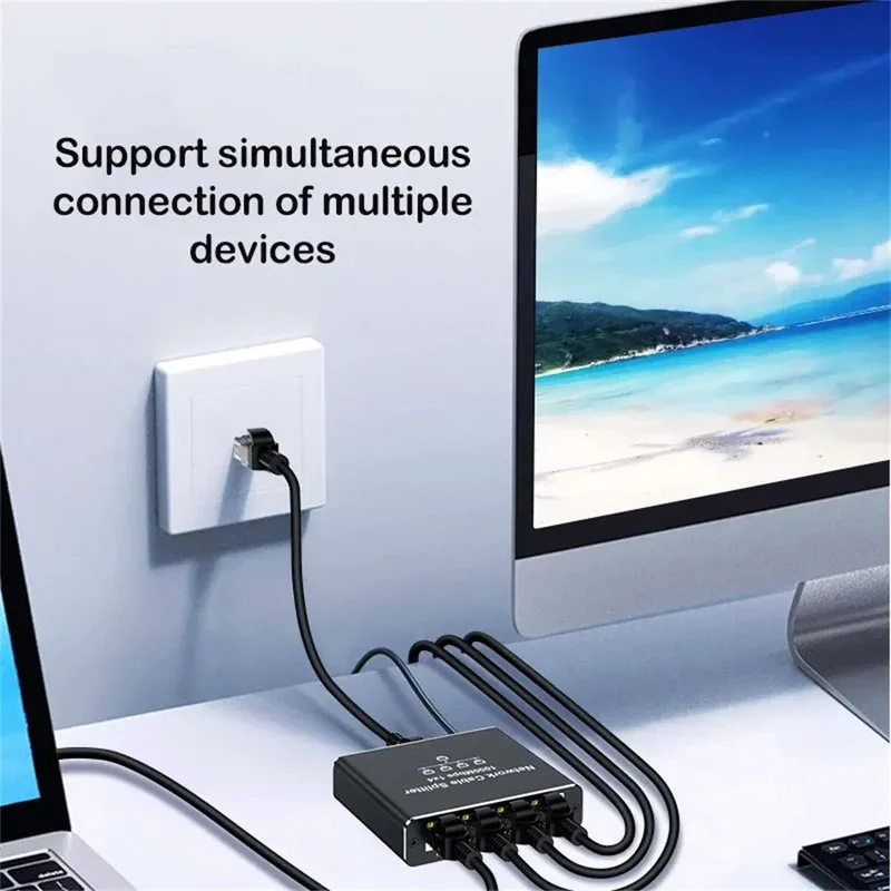Adaptador Ethernet 1 en 4 salidas de 1000Mbps, 1 a 2/3/4 RJ45 LAN, divisor de Internet Cat 6, interruptor Gigabit RJ45 para PC, portátil, TV Box, enrutador