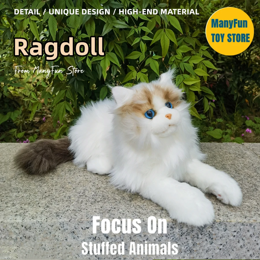 Ragdoll Cat Plush Toy High Fidelity Persian Cats Plushie Ragdoll Cat Peluche Lifelike Stuffed Animals Simulation Doll Kawai Toy