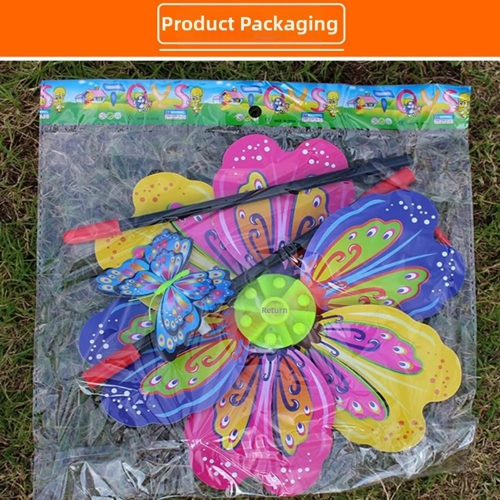 Multistyles Plastic Dance Butterfly Windmill 3D Butterfly PVC Cartoon Handheld Windmill Diameter 24cm Colorful