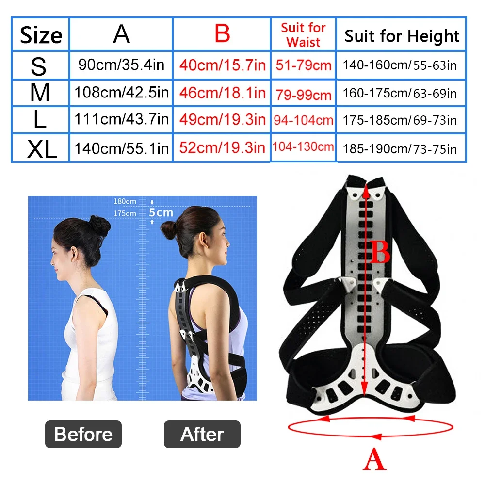 Spine Back Support Brace Improves Posture Corrector for  Men Women Back Shoulder Neck Pain Relief Lumbar Support Straightener