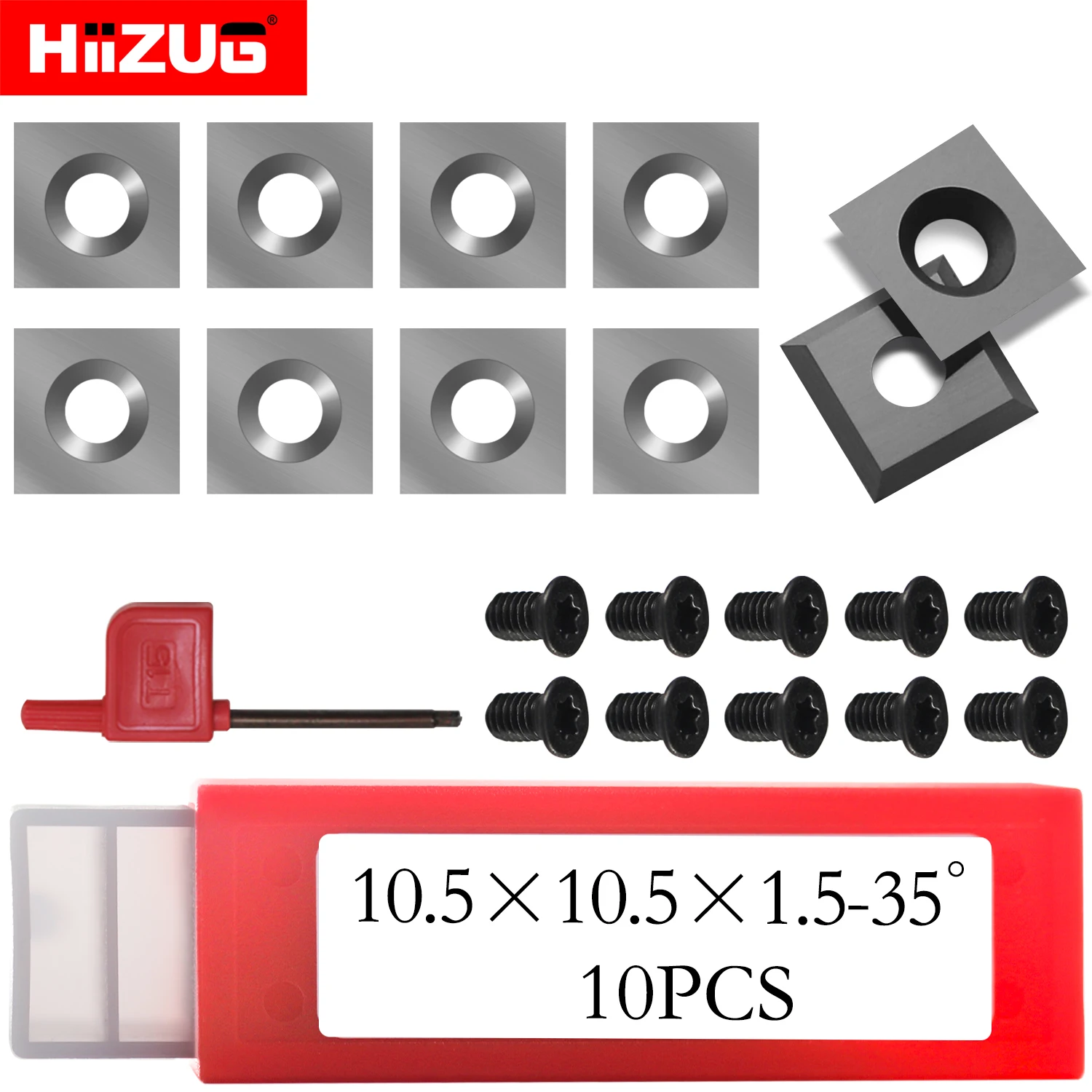 10.5mm Square Carbide Inserts for Amana RC-2247 Rougher Woodturning Lathe Tools Spiral Helical Planer Carpentry Tools 10pcs