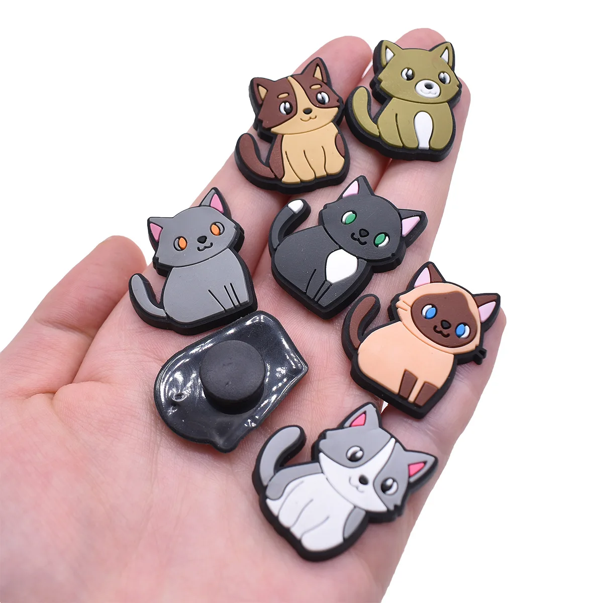 1Pcs PVC Cute Cats Shoes Charms for Crocs DIY Badge Clogs Buckle Kids Pins Decoration Jeans Shoe Accessories X-mas Wholesale