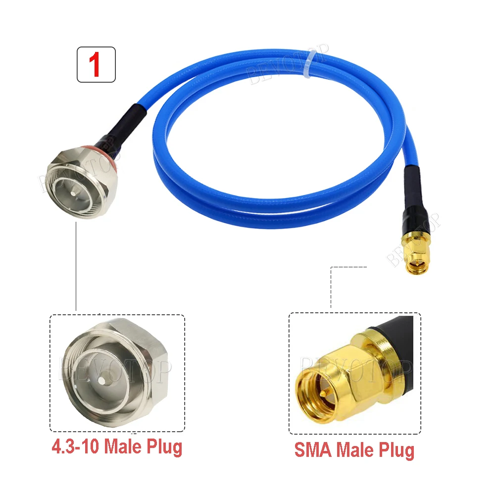 1PCS RG401 50-5 Coaxial Cable 4.3-10 Male to SMA Male Plug High Frequency Low Loss RF Test Jumper BEVOTOP