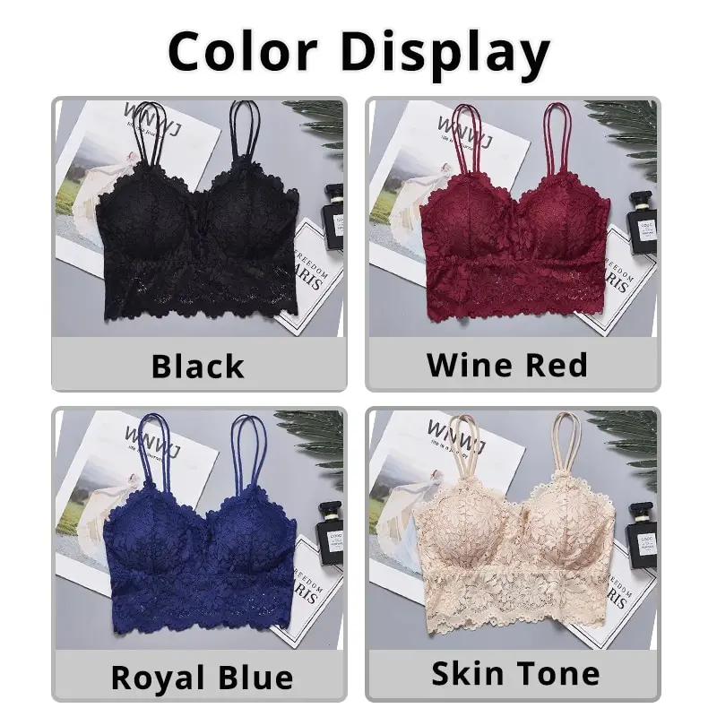 Double Shoulder Strap Lace Bra Detachable Coaster Suspender Beautifying Back Bra Breast Wrapping Anti Glare Women\'s Tank Top