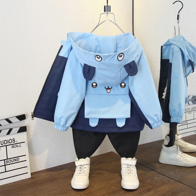2026 Autumn Fashion Baby Boys Jackets Casual Hooded Zipper Kids Coat Cartoon Boys Outerwear 1 2 3 4 5 6 Years Kids Clothes