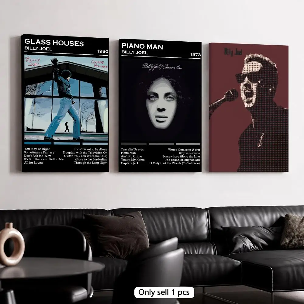 Singer B-Billy Joel Framed Wall Painting Framed Canvas Wall Art Poster Solid Wood Frame Home Decor