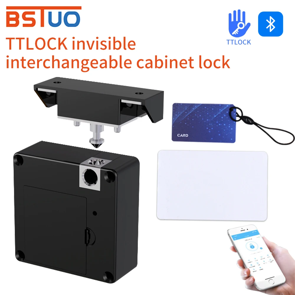 

TTlock App Unlock Smart Cabinet Door Lock No-drilling Invisible 13.56Mhz IC Card Locker Furniture Drawer Electronic Smart Locks