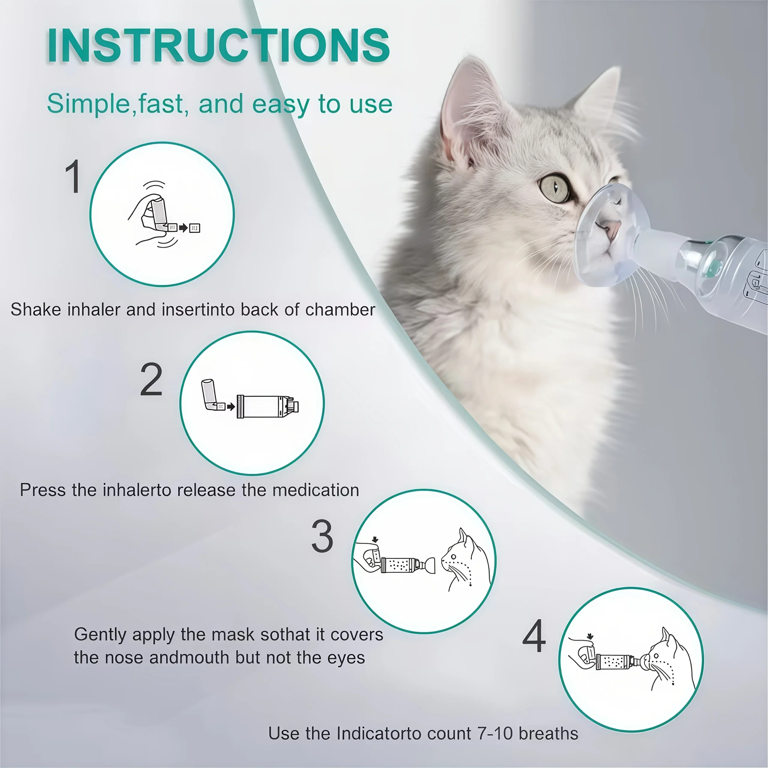 Katzen- und Hunde-Inhalator, Geeignet für die Meisten Haustiere, Ausgestattet mit (S) und (M) Gesichtsmasken, Ideal für Atemwegspflege zu Hause – Detail 4