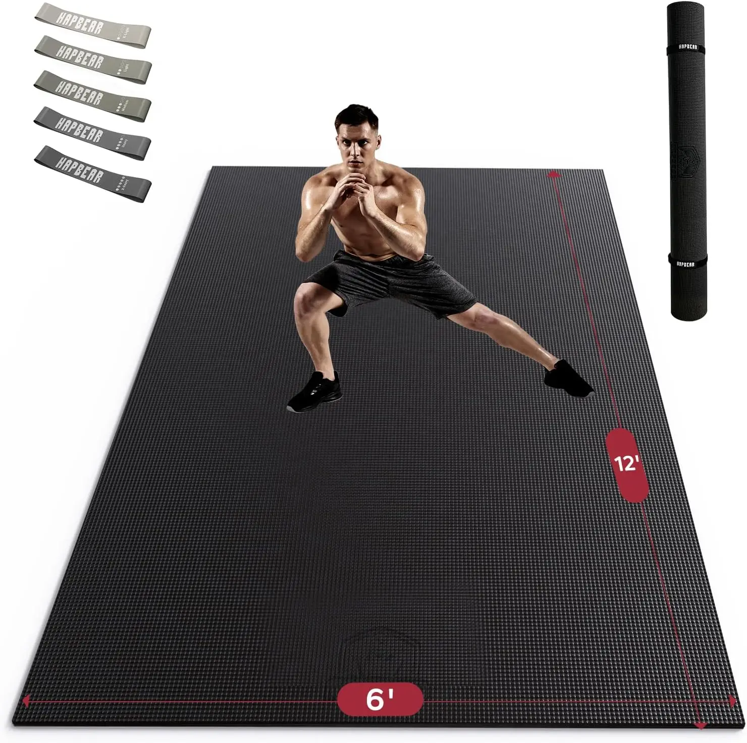 

Extra Large Exercise Mat-6'x4'x8mm(1/3 inch), Non-Slip, Ultra Durable, Thick Workout Mats for Home Gym Flooring Cardio,