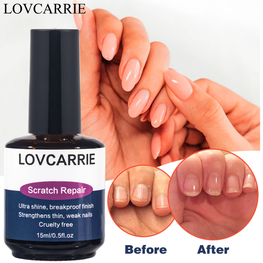 LOVCARRIE Scratch Repair Top Coat Super Shine Finish Nail Strengthener for Thin Week Nails Fast Air Dry Manicure Clear Seal Top