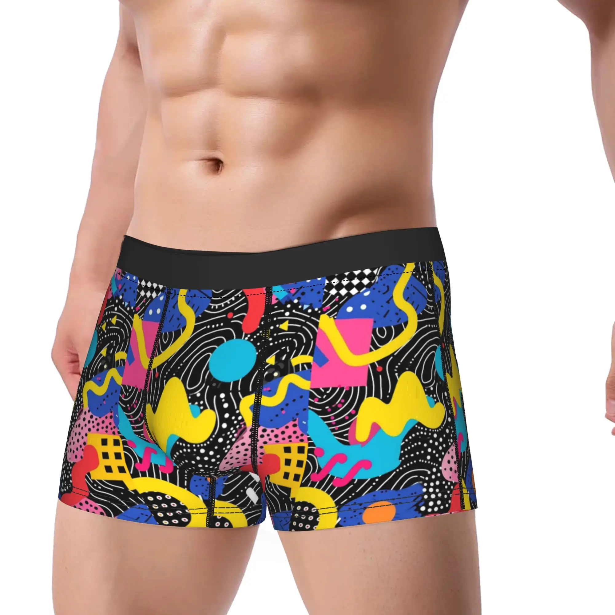 Bold Abstract Shapes Underwear  Men's Shorts Briefs Sexy Soft Boxer Shorts Quality Custom DIY Large Size Panties