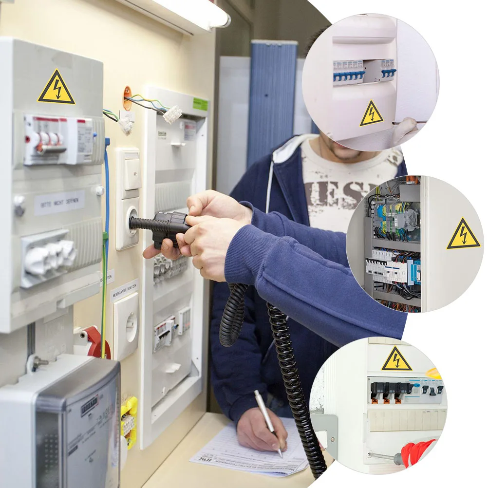 20 Sheets Electrical Warning High Voltage Adhesive Safety Caution Decals For Panels Boxes Construction Sites Factories