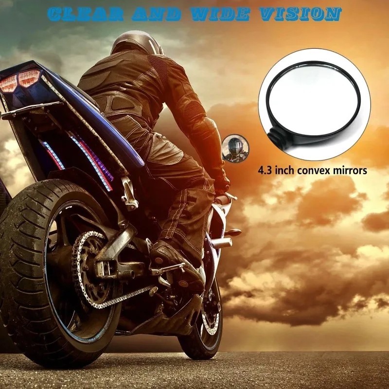 1 Pair of Motorcycle Rearview Mirror Round Foldable M8 M10 for Street Bikes Sport Bikes Scooters Cruisers ATV Motorcycles image 4