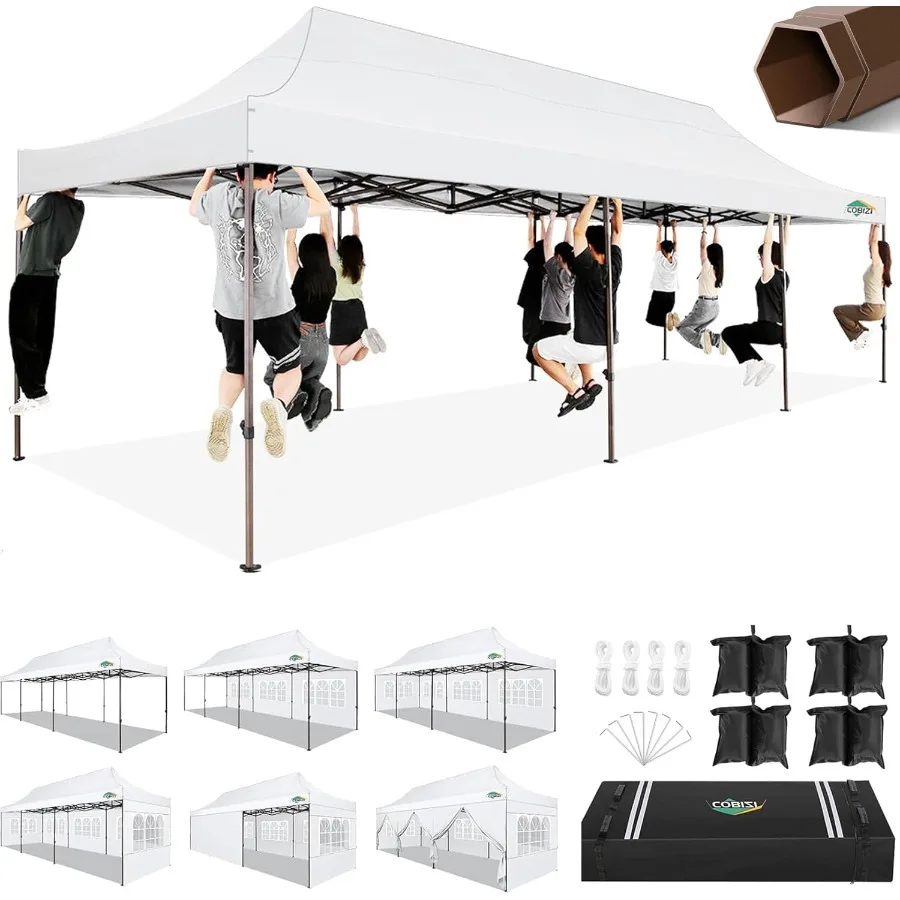 

Сверхмощный выдвижной навес 10x30 с 8 боковыми стенками и шестиугольными ножками для мероприятий на открытом воздухе Идеально подходит для вечеринок, свадеб и коммерческих мероприятий